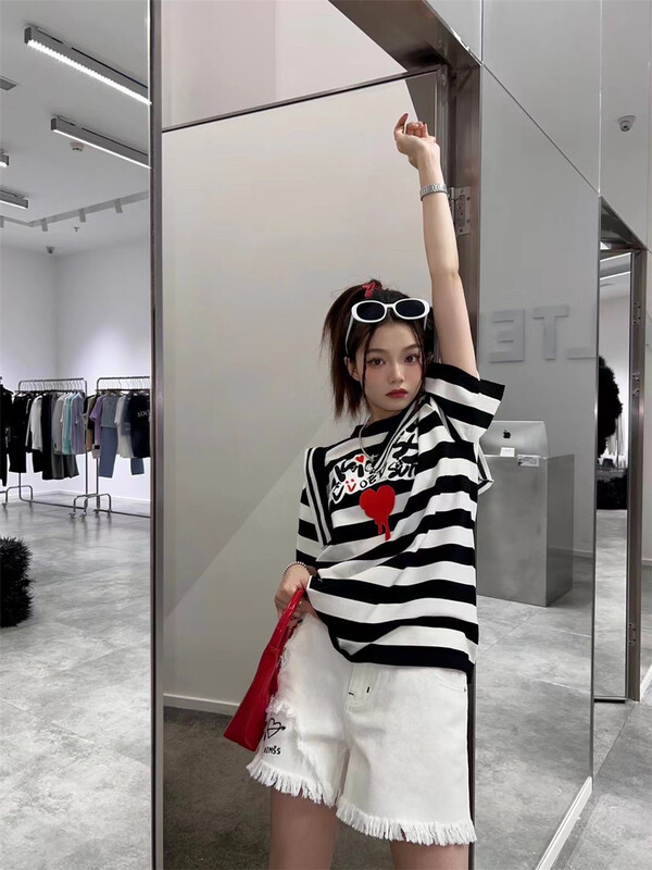 【 m.zz 】 round neck stripe fashion long sleeve T-shirt 6056\lsw
