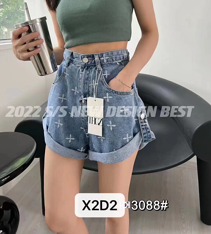 [x2d2] two denim shorts with elastic waist at both sides 3088-6\wtt