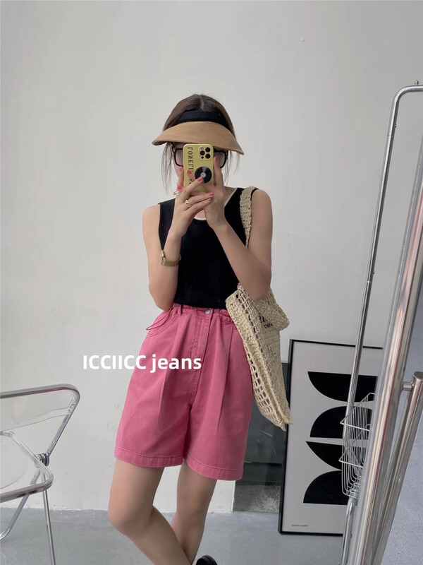 A big hit! [icciicc] Korean versatile high waist thin denim shorts 900392\cls