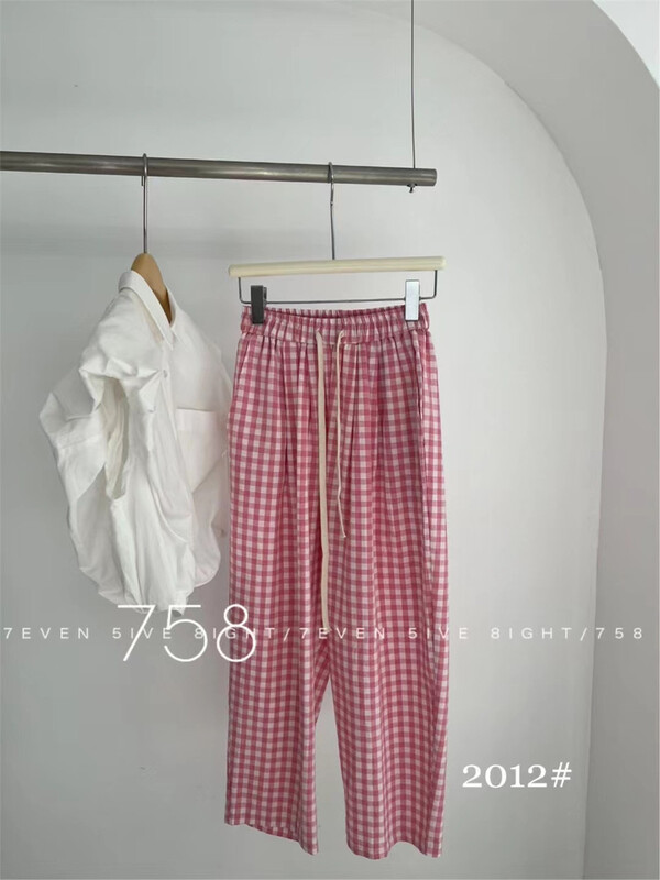 [7even5ive8eight] Plaid Cotton comfortable and versatile casual pants (pants only) 12012\hjy