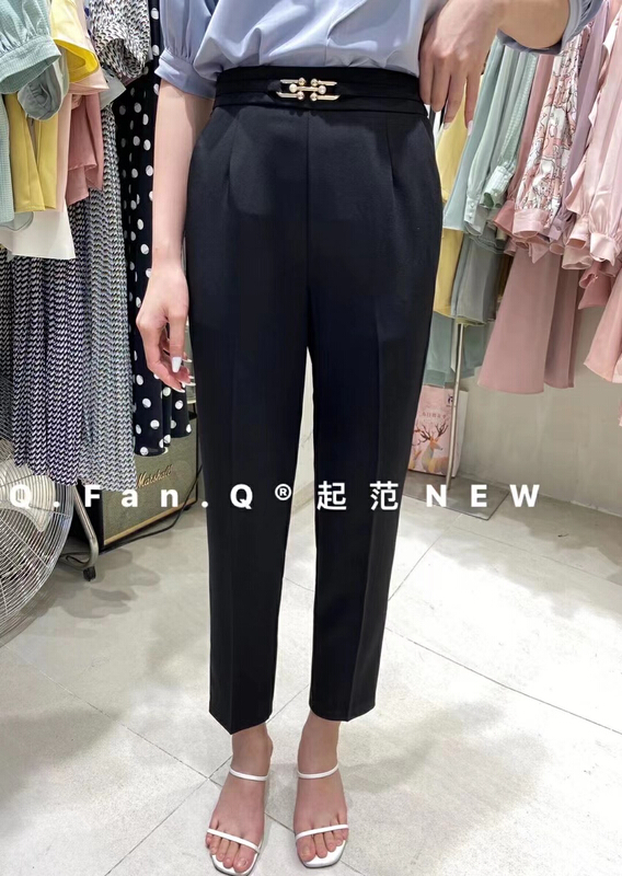Original price 66.55! [style] twill ornament waist small leg pants 8395\jj