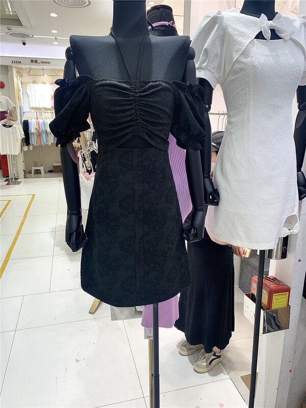 [huazi] Korean off shoulder, neck and waist dress 82089\zzl