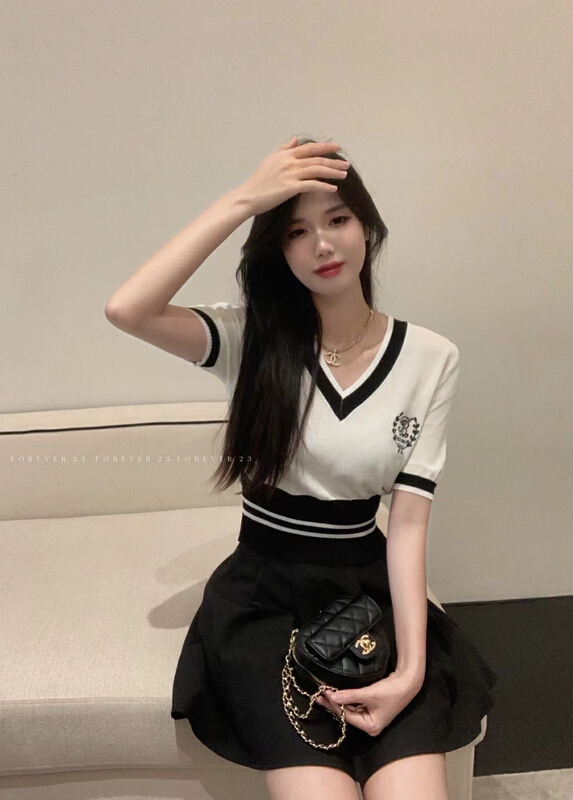 Live 105! [forever23] letter embroidered fashion shirt a1111\hjy