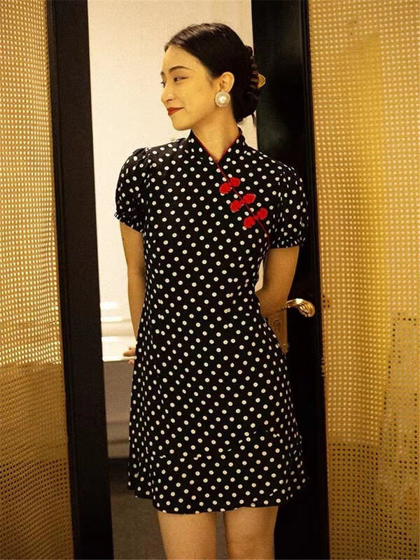 [pepper] elegant wave point cheongsam dress ys1-837\pcz