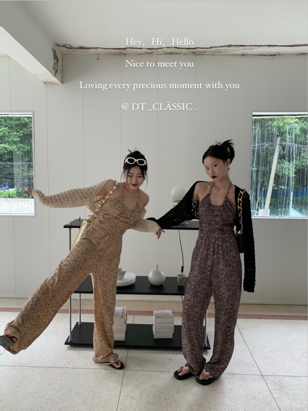 [DT class] Vintage Art printed suspender Jumpsuit 4674\xyj