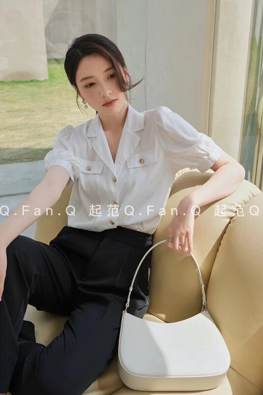 In early summer! [style] featured Satin simple and generous versatile shirt 7865\jj