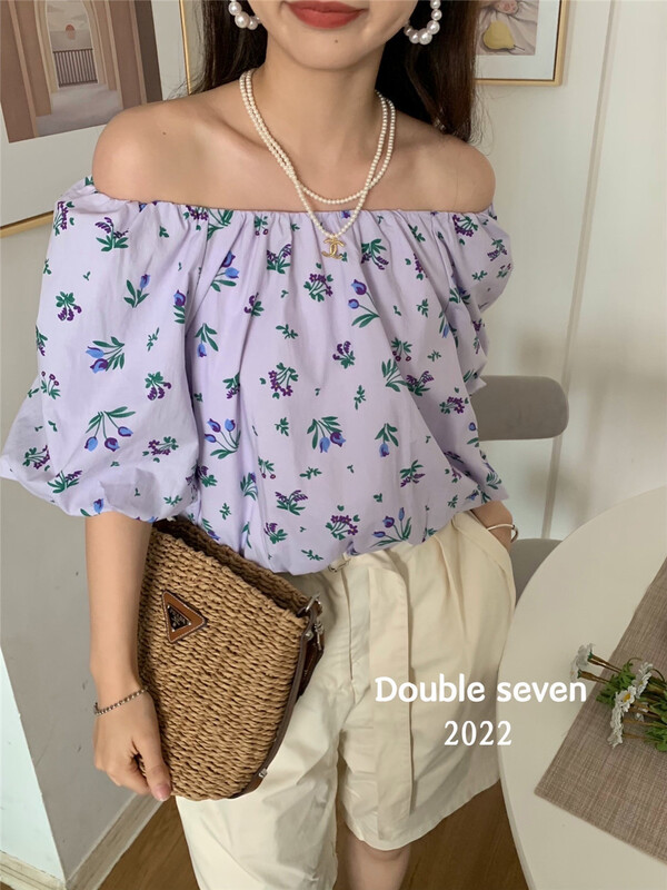 [double seven] lady style off shoulder temperament shirt (without necklace) 28795\zxx