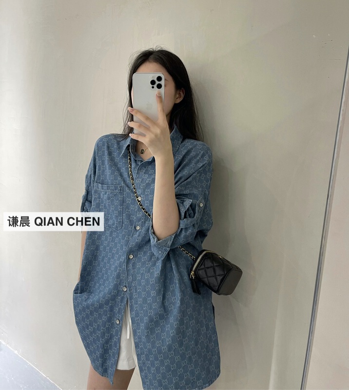[miss Zi] washed denim shirt (summer thin) 3015\cqw