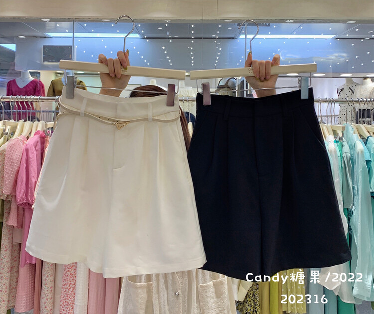 [candy] high waist loose and simple casual pants (with belt) 2316\zjy