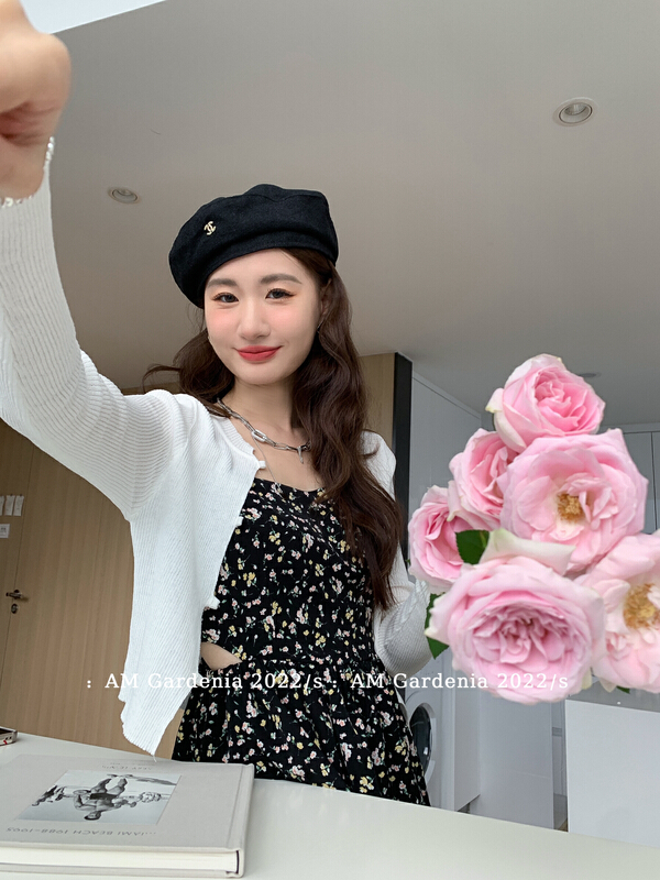 [am Gardenia] simple slim knitted cardigan + floral suspender dress set 3686\zxx