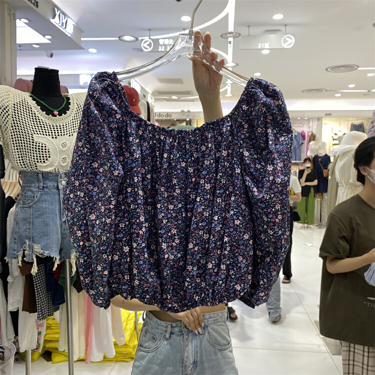 [goblin] French retro one shoulder floral shirt 9733\wpl