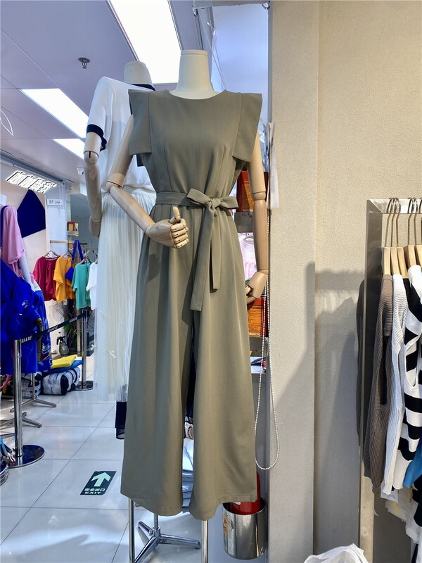 【K】 Temperament solid color high waist loose Jumpsuit (with belt) 5258\jj