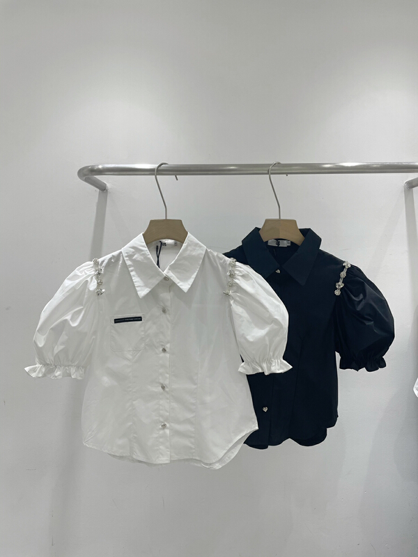 [dawg king] bubble sleeve single breasted simple shirt 9586\wtt