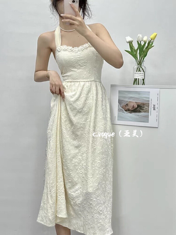 [c.vogue] Korean soft three-dimensional flower neck sleeveless dress 3976\pcz