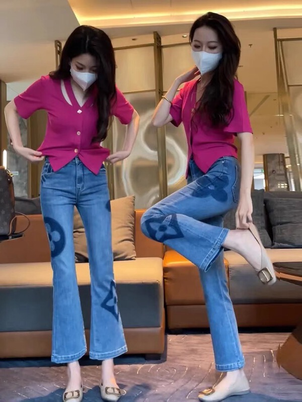 [x2 Vance feather] high waist slim cropped jeans 8228\wtt