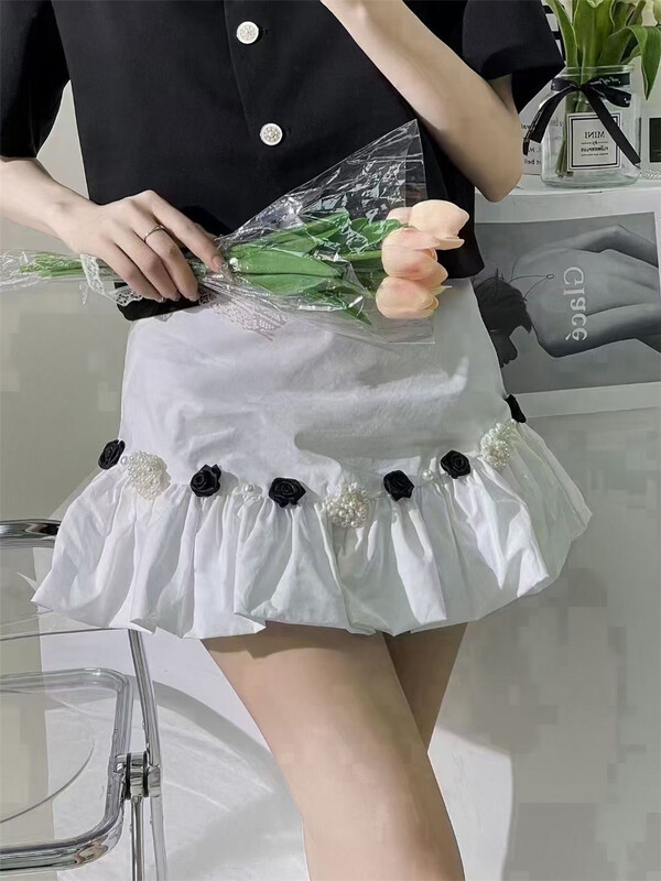 [dawg king] high waist solid color floret skirt d9315\wtt