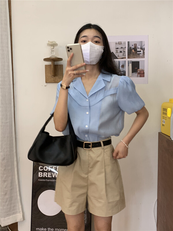 [forming-z] simple and versatile bubble sleeve shirt ys1-91302\csx