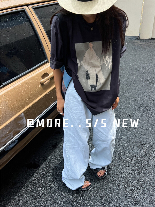 [more] loose and versatile printed short sleeve T-shirt 88195\ozq