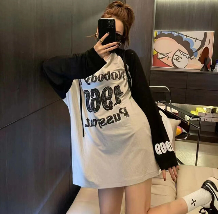 [1to3] Unisex casual hooded color contrast sleeve letter printed sunscreen shirt 159\lsw