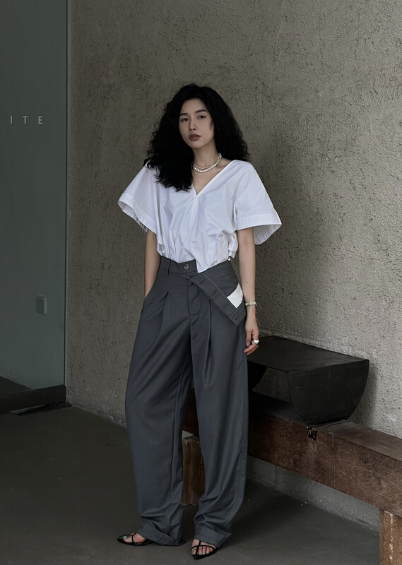 [all in] V-neck Pullover comfortable shirt 4268\ozq