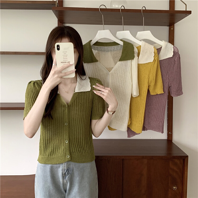 [f · P] color blocked sweet and gentle knitted cardigan 88915\hbx