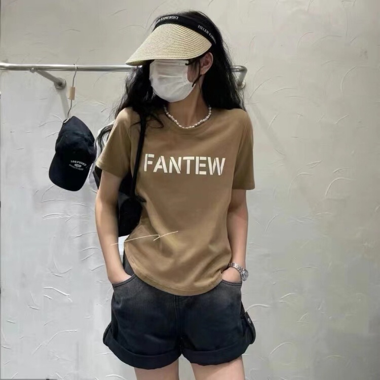 [as eschamp] lettered print Pullover short sleeve T-shirt 2202\wtt