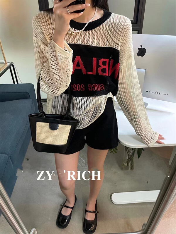 [ZY] contrast letter color blocking sunscreen T-shirt ys1-2201\wtt