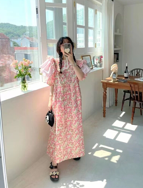 [rich rich] fresh lotus leaf sleeve floral dress 9272\y