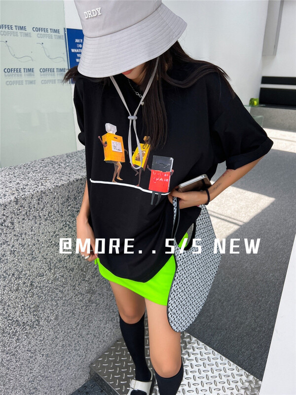 [more] cartoon loose and versatile short sleeve T-shirt 88192\ozq