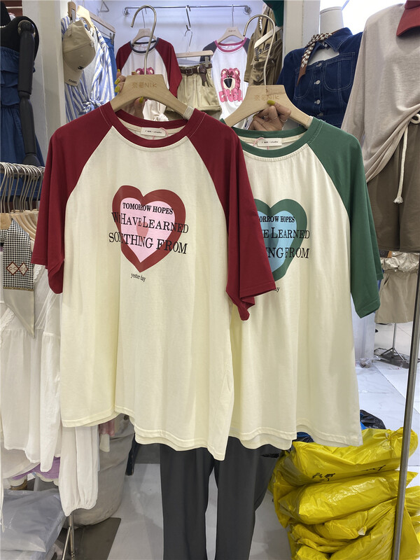 [Nik] contrast loose letter short sleeve T-shirt 9776\gyj