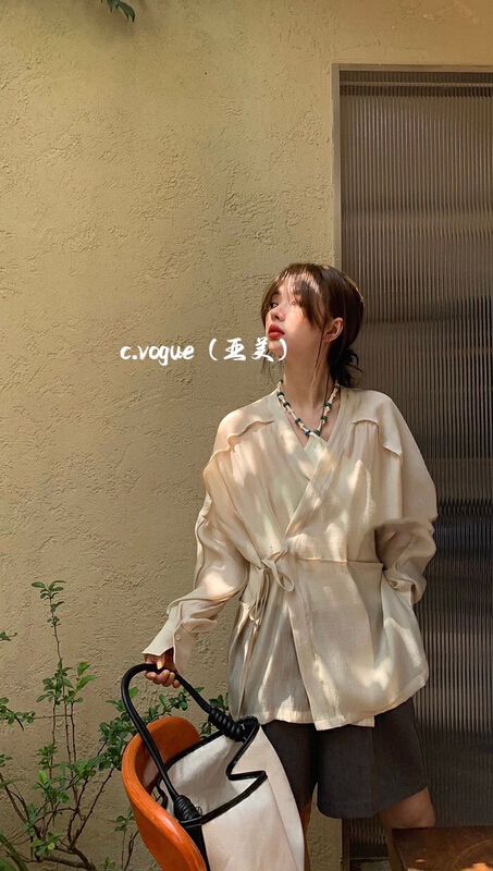 [c.vogue] design lace up shirt + Halter vest two piece suit (excluding shorts) 5852\pcz