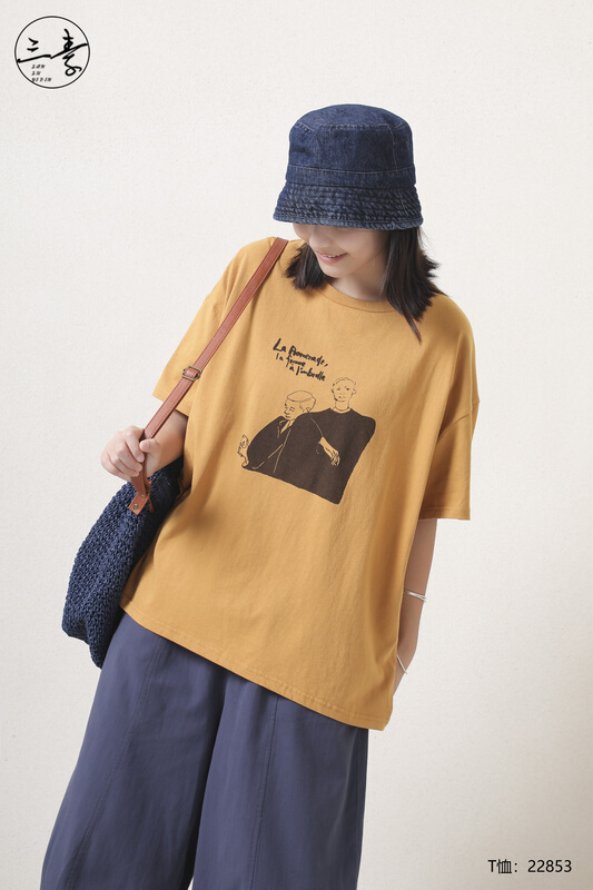 [original three element clothing] simple temperament leisure printed short sleeve T-shirt 22853
