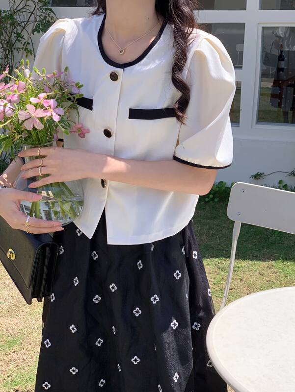 [Xiangli] xiaoxiangfeng color matching short sleeve shirt 6018-1\pcz