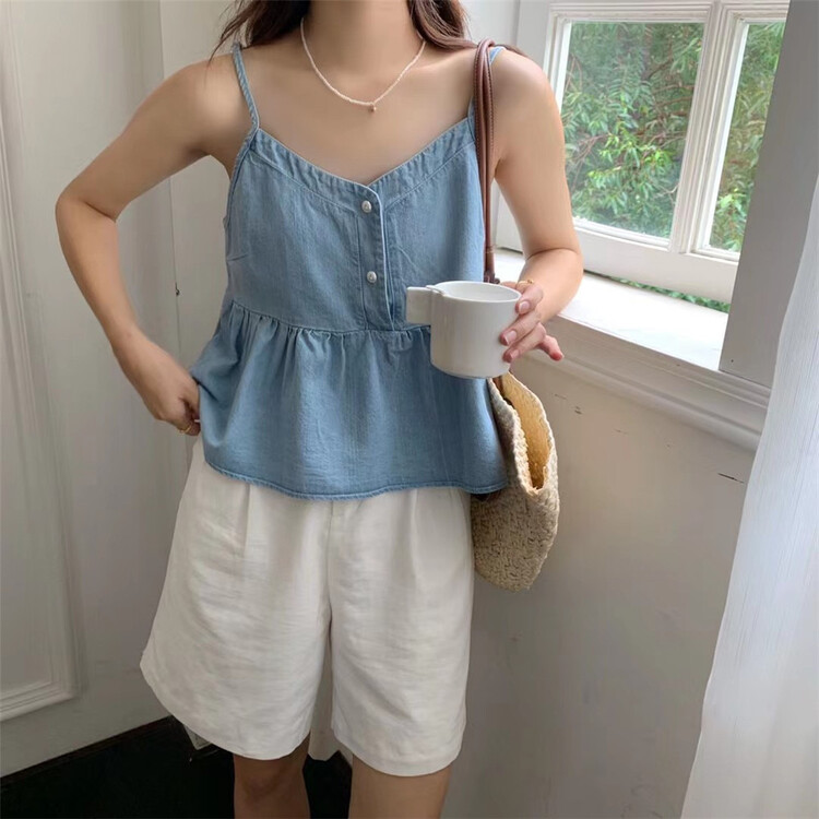 [Lina] V-neck small sexy retro vest / sling 9115-1\zxx