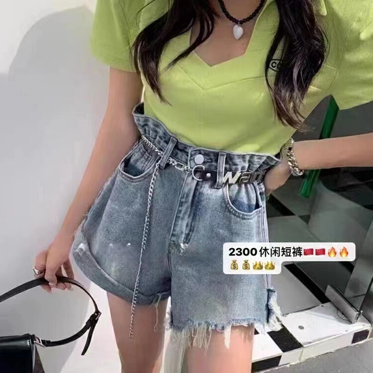 [J-star] simple, slim and versatile denim shorts (with belt) 2300\cl