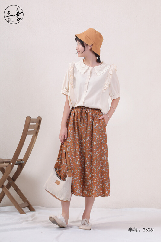 [original three element clothes] simple casual floral skirt 26261\fhx