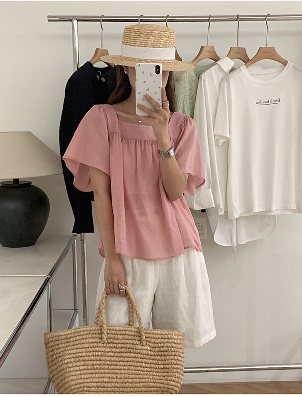 [the mind] Korean style cotton hemp casual versatile shirt 60562\jhy