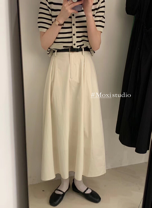 [Moxi] clean versatile slim skirt (with belt) 75972\xj