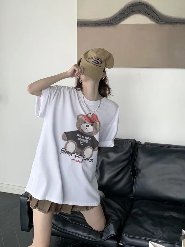 [seven 7] loose and versatile bear print short sleeve T-shirt 8281\wtt