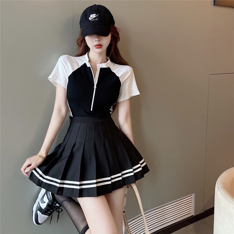 【 Bingbing 】 slim fit color block short sleeve T-shirt ys2-8352\xyj