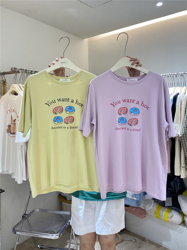 [we are young] Korean cartoon doughnut printed short sleeve T-shirt 121\zxx