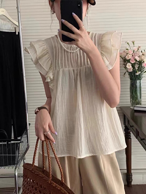[gogoing] versatile Ruffle sleeveless shirt 9588\hyy