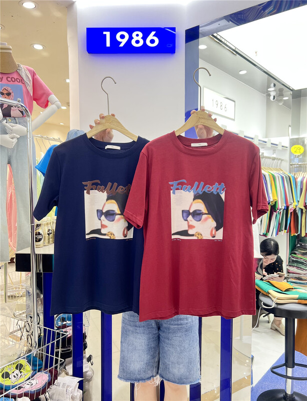 [1986] graphic print comfortable short sleeve T-shirt f2507\lsl
