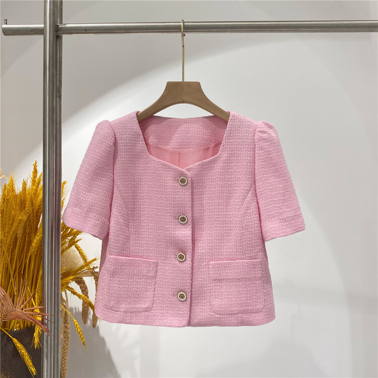 [Dazzi Daji] small fragrance temperament sweet bubble sleeve short coat rmblc25rt3\jj