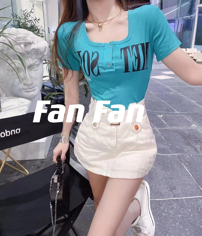 [Fanfan] fashion color contrast letter shirt ys1-235\jj