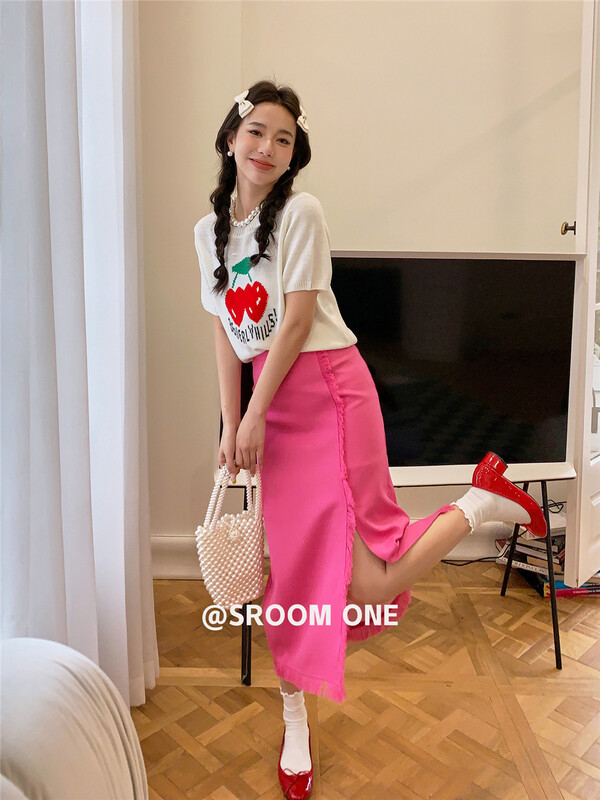 New in early summer! [s.room] high waist split design Vintage skirt ys7-203\lsl
