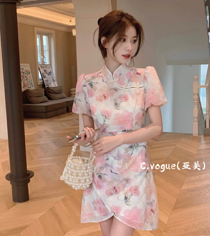 [c.vogue] fashion slim stand collar dress 5835\pcz