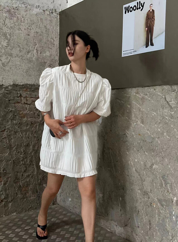 [f (x)] Korean love chain wrinkled dress (with bag) cs2111\ozq
