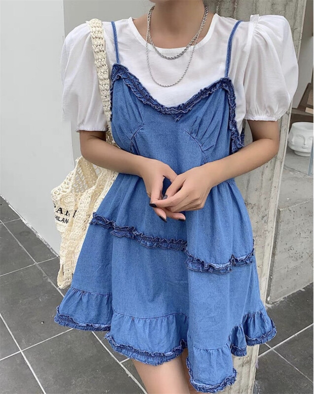[Lina] Korean simple fashion dress + aging shirt set 9097\zxx