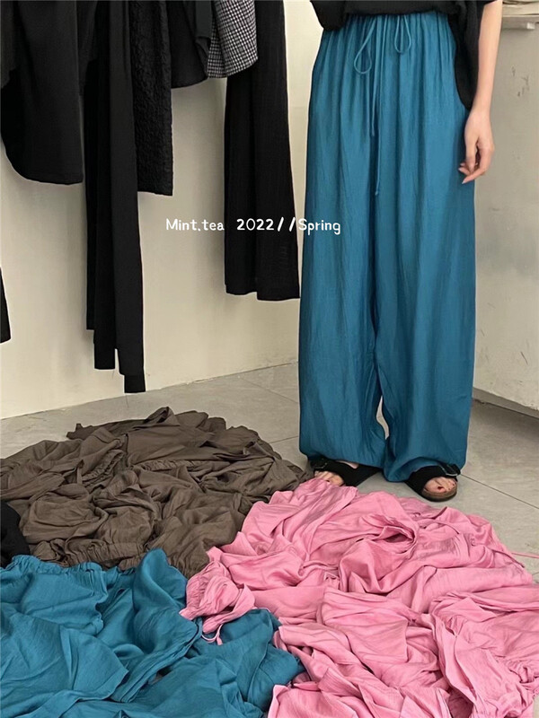 [mint tea] Elastic Waist Wide Leg versatile casual pants 22166\zjy